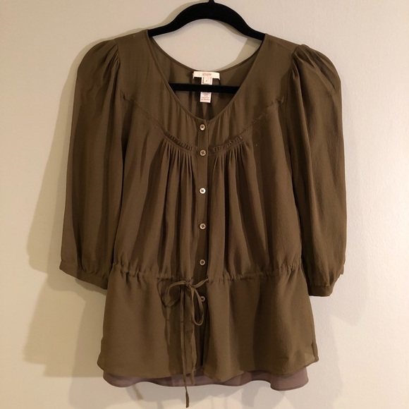 J. Crew // Hunter Green Cinched Blouse - Picture 1 of 2